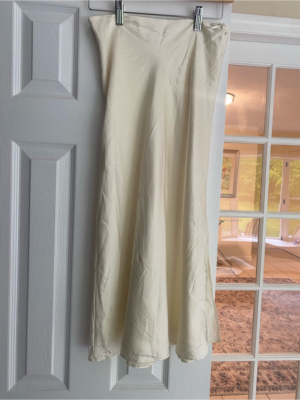 Women's Ivory Silk A-Line Skirt by